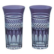 江戸切子 菱重ね 一口ビール ペア （木箱入） 紫 01-632-1