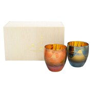 大塚硝子 富士山 酒杯 ペアセット 赤・青 OE-3