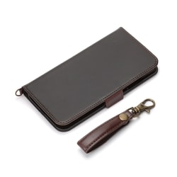PG-20FFP02BK [iPhone 12 mini 用 フリップカバー PUレザー ダメージ加工 ブラック]