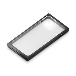PG-20FGT05BK [iPhone 12 mini 用 ガラスタフケース スクエアタイプ ブラック]