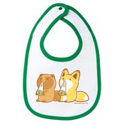 キャラクターグッズ タヌキとキツネ よだれかけ 緑