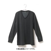 K0332N-LL-CGY [男の冬支度 発熱裏起毛 リバーシブル 長袖 Vネック Tシャツ メンズ CGY LLサイズ]