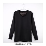 K0391N-LL-BK [裏ボア ストレッチ 長袖 Vネック Tシャツ メンズ BK LLサイズ]