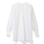 K0425N-L-WH [ニットキルト 長袖 Uネック Tシャツ メンズ WH Lサイズ]