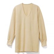 K0425N-M-LBR [ニットキルト 長袖 Uネック Tシャツ メンズ LBR Mサイズ]