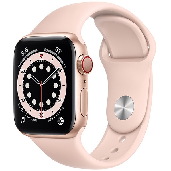 Apple Watch Series 6（GPS + Cellularモデル）- 40mmゴールドアルミニウムケースとピンクサンドスポーツバンド [M06N3J/A]