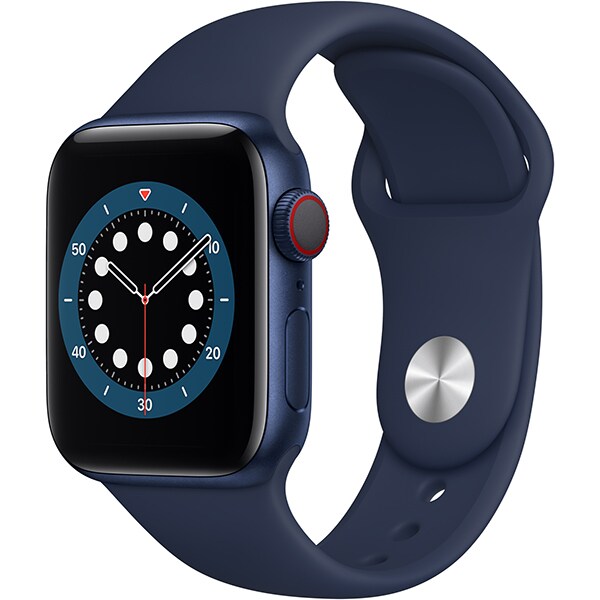 Apple Watch Series 6（GPS + Cellularモデル）- 40mmブルーアルミニウムケースとディープネイビースポーツバンド [M06Q3J/A]