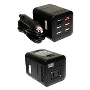 SIV-100 [インバーター USB&コンセント 静音タイプ AC：1口/100W・USB-A：4口/合計4.8A・USB-C：1口（PB対応最大18W）・USB-QC：1口（最大18W）B/Tチェック機能付き]