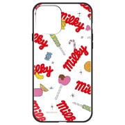 ghp7165-bk-g-iP12mini [iPhone 12 mini 用 ガラスハイブリッドケース 不二家 ミルキー]