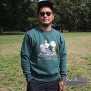 SOTOASOBI SNOOPY CREW SWEAT GO0180R GREEN Lサイズ [アウトドアスウェットメンズ]