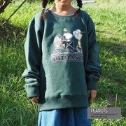 SOTOASOBI SNOOPY CREW SWEAT GOK0181R GREEN 140サイズ [アウトドアトップスキッズ]