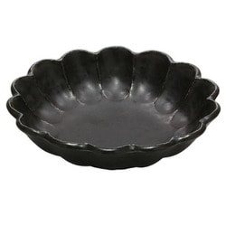 美濃焼 カネコ小兵 輪花 ボウル 21cm 黒練 Y555-0044