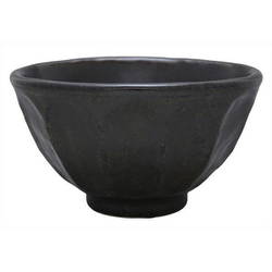 美濃焼 カネコ小兵 輪花 茶碗 黒練 Y555-0049