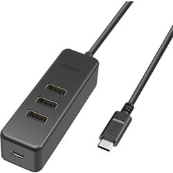 USB Type C ハブ/USB2.0/USB-Aメス3ポート/PD対応Type-C1ポート/ケーブル30cm/ブラック U2HC-T431PBK