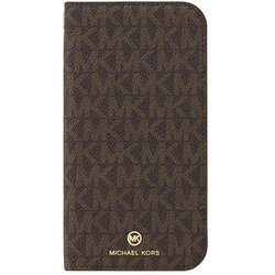 MKSTBRWFLIP2054 [iPhone 12 mini 用 ケース MICHAEL KORS - FOLIO CASE SIGNATURE TASSEL CHARM Brown]