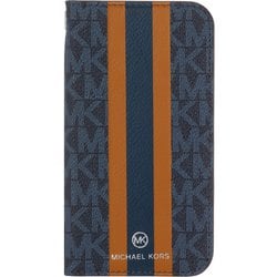 MKSTABRFLIP2054 [iPhone 12 mini 用 ケース MICHAEL KORS - FOLIO CASE STRIPE with TASSEL CHARM Admiral/Brown]