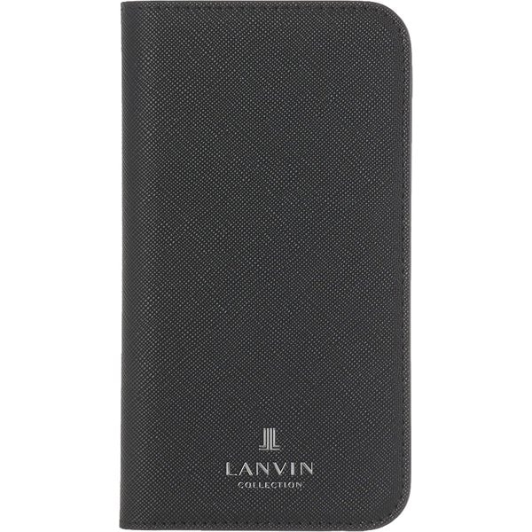 ランバン LANVIN  LCSFBLGFLIP2054 [iPhone 12 mini 用 ケース LANVIN COLLECTION - FOLIO CASE SAFFIANO Black / Light Gray]