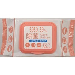 フタ付99.9％除菌ウェットティシュー(ノンアルコールタイプ) 30枚入 FIN-960