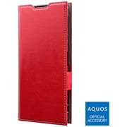AQUOS sense4/AQUOS sense 5G 用 薄型PUレザーフラップケース PRIME レッド LP-20WQ1PRIRD
