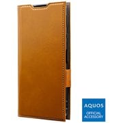 AQUOS sense4/AQUOS sense 5G 用 薄型PUレザーフラップケース PRIME キャメル LP-20WQ1PRICM