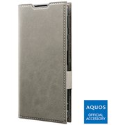 AQUOS sense4/AQUOS sense 5G 用 薄型PUレザーフラップケース PRIME グレー LP-20WQ1PRIGY