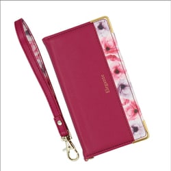 BL-IP1254-3RB [iPhone 12 mini 用 Elegante（エレガンテ） フラワー 手帳型ケース ラズベリー]