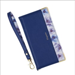 BL-IP1261-6NV [iPhone 12/iPhone 12 Pro 用 Elegante（エレガンテ） フラワー 手帳型ケース ネイビー]