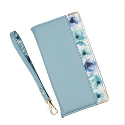 BL-IP1267-5CB [iPhone 12 Pro Max 用 Elegante（エレガンテ） フラワー 手帳型ケース クラウディブルー]