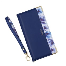 BL-IP1267-6NV [iPhone 12 Pro Max 用 Elegante（エレガンテ） フラワー 手帳型ケース ネイビー]