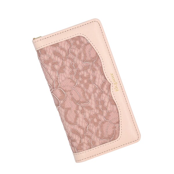La Ip1254 3pb Iphone 12 Mini 用 Elegante エレガンテ レース 手帳型ケース ピンクベージュ