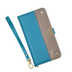 EL-IP1267-1TG [iPhone 12 Pro Max 用 Elegante（エレガンテ） ツートン 手帳型ケース ターコイズ・グレージュ]