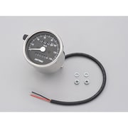 機械式スピードメーター φ60 ホワイトLED照明 ステンレスボディ/ブラックパネル 140km/h 15633