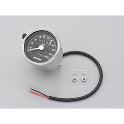 機械式スピードメーター φ60 ホワイトLED照明 ステンレスボディ/ブラックパネル 220km/h 15634