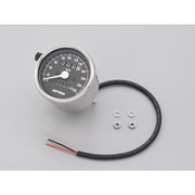 機械式スピードメーター φ60 ホワイトLED照明 ステンレスボディ/ブラックパネル 220km/h 15634