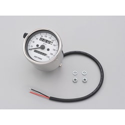 機械式スピードメーター φ60 ホワイトLED照明 ステンレスボディ/ホワイトパネル 220km/h 15636