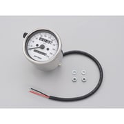 機械式スピードメーター φ60 ホワイトLED照明 ステンレスボディ/ホワイトパネル 220km/h 15636