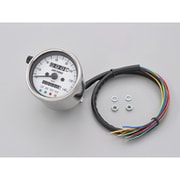 機械式スピードメーター φ60 ホワイトLED照明 インジケーター付き ステンレスボディ/ホワイトパネル 140km/h 15639
