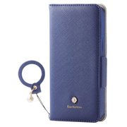PM-A20APLFJM2NV [iPhone 12 mini 用 レザーケース/手帳型/Enchante'e/磁石付き/リング付き/ネイビー]