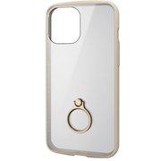 PM-A20CTSLFCRIV [iPhone 12 Pro Max 用 ハイブリッドケース/TOUGH SLIM LITE/フレームカラー/リング付き/アイボリー]