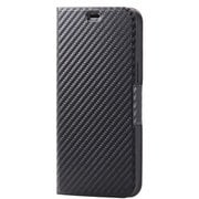 PM-A20CPLFUCB [iPhone 12 Pro Max 用 レザーケース/手帳型/UltraSlim/薄型/磁石付き/カーボン調(ブラック)]