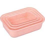 耐熱ガラス皿セット レクタングル ピンク