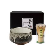 灰釉白吹 抹茶碗 茶筅セット