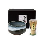ブルー白流し 抹茶碗 茶筅セット