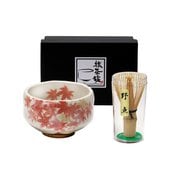 志野紅葉 ミニ抹茶碗 茶筅セット