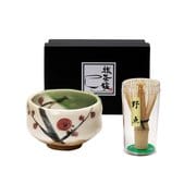 織部梅 ミニ抹茶碗 茶筅セット