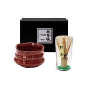 ゆず赤 ミニ抹茶碗 茶筅セット