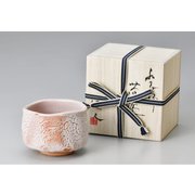 陶芸家 林亮次作 紅赤野抹茶碗 木箱入