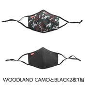 AC206WCBK BLK＆Woodlandcamo M/L [耳ひも調整機能付マスク(洗えるマスク2枚組)男女兼用 BLACK＆Woodland camo]