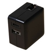 Type-Cポート×1/USB-Aポート×1搭載 急速充電対応 PD対応 AC充電器 最大出力18W ブラック AC-010-BK