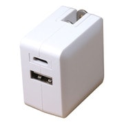 Type-Cポート×1/USB-Aポート×1搭載 急速充電対応 PD対応 AC充電器 最大出力18W ホワイト AC-010-WH